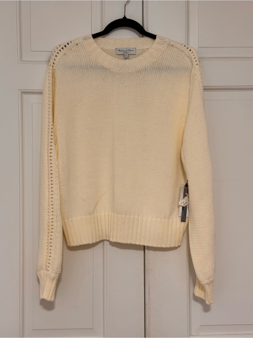 Michael Stars Cream Open-Stitch Crewneck Sweater
